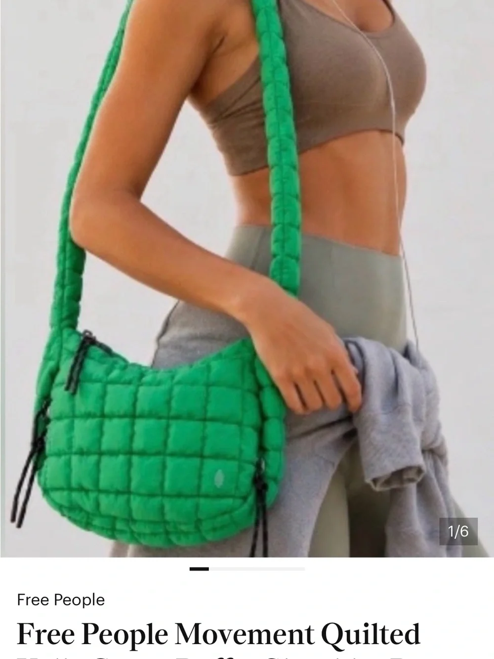 Free People Emerald Quilted Shoulder Bag with Braided Strap